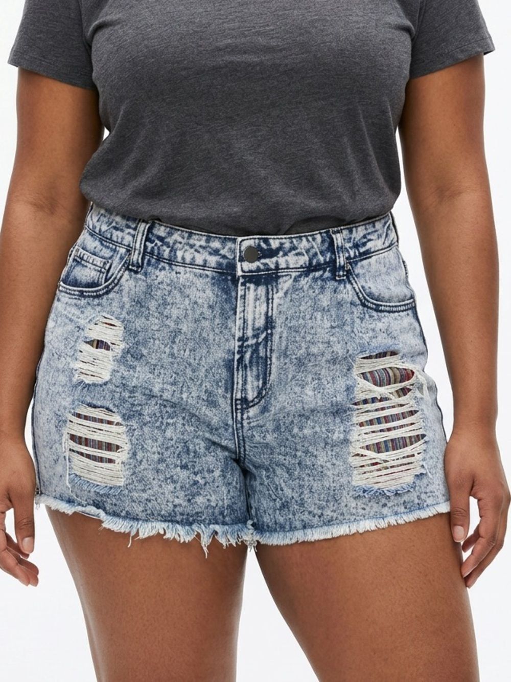 FOREVER 21+ | Boho Distressed Acid Wash Shorts Women’s Plus Size 20